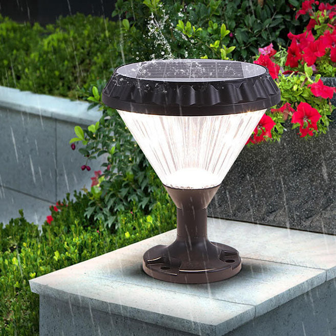 Modernes schwarzes Solar-Druckguss-Aluminium-Glas-Außen-Patio-Wasserdicht-Säulen-Hochlicht | Karnz