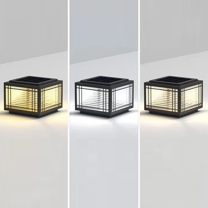 Traditionelle chinesische quadratische Aluminium-Glas 1-Licht Post Kopf Licht für Garten | Karnz