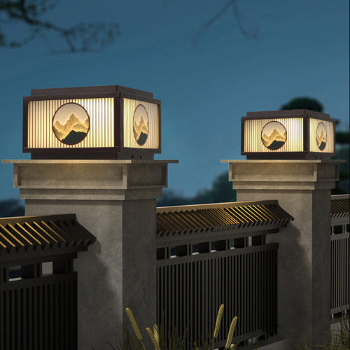 Modern minimalist Solar wasserdicht quadratisch Aluminium Glas LED Postkopflicht für Garten | Karnz