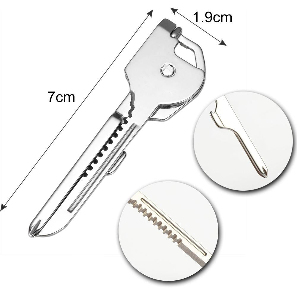 6-in-1-Schlüsselring Multifunktionswerkzeug Mini-Multitool-Schlüsselanhänger Pocket Edelstahl-Klappbar Swiss Tech Einfacher Flaschenöffner-Schlüsselanhänger | Karnz