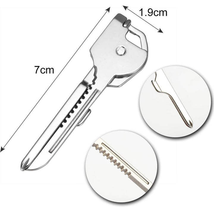 6-in-1-Schlüsselring Multifunktionswerkzeug Mini-Multitool-Schlüsselanhänger Pocket Edelstahl-Klappbar Swiss Tech Einfacher Flaschenöffner-Schlüsselanhänger | Karnz