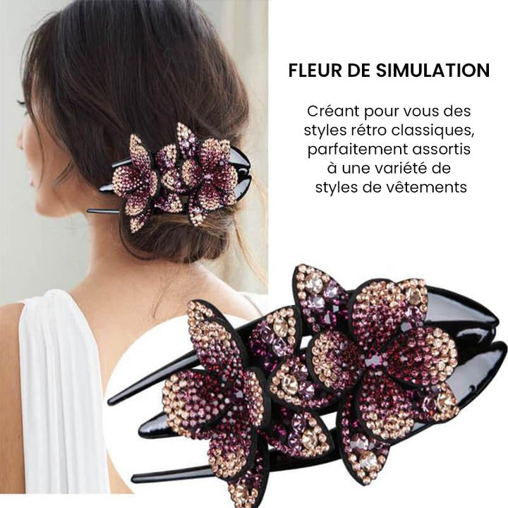 Doppelte Blüten-Strass-Haarnadel | Karnz