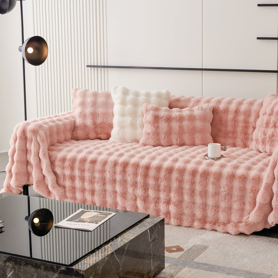 Luxe Ripple Faux Fur Sofa Cover - Modern, Stylisch & Langlebig Sofa Schutz | Karnz