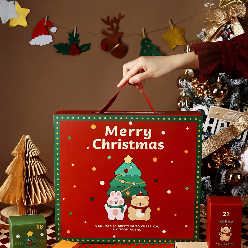 Weihnachts-Countdown-Geschenkbox, 24 Fächer