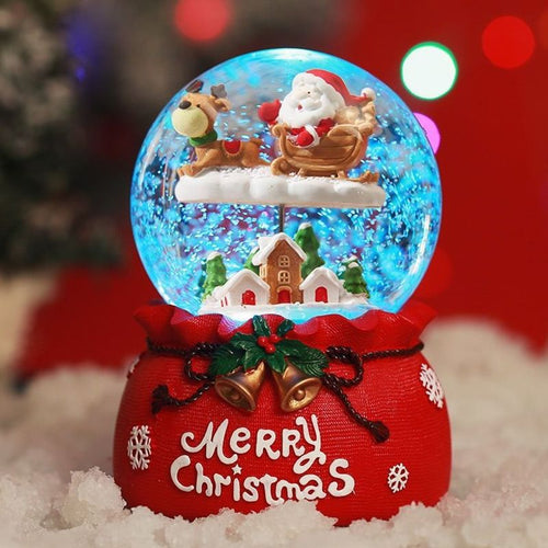 Weihnachts-Spieluhr mit Glaskugel und Schneeeffekt
