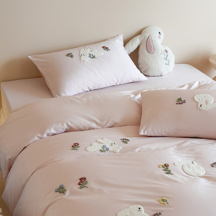 Satin-Bettwäsche-Set aus 100S Langstapel-Baumwolle, bestickt