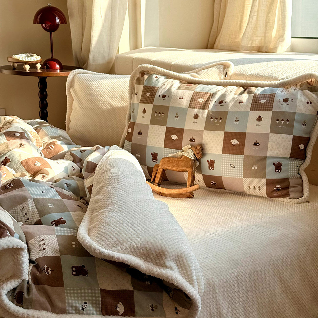 Winter-Bettwäsche-Set, Milchfaser-Fleece und Baumwoll-Gaze