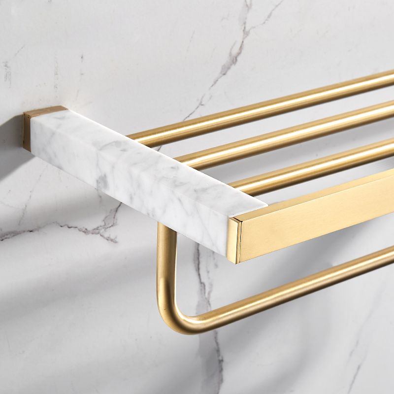 Gebürstetes Messing Badezimmer Zubehör Set Metall & Marmor Badezimmer Hardware Set mit Badewannenregal