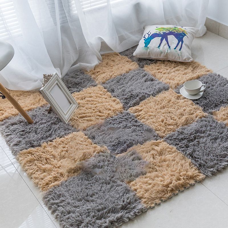 Schlafzimmer Teppichfliesen Solide Quadratische Shag Fleckenresistente Teppichfliesen