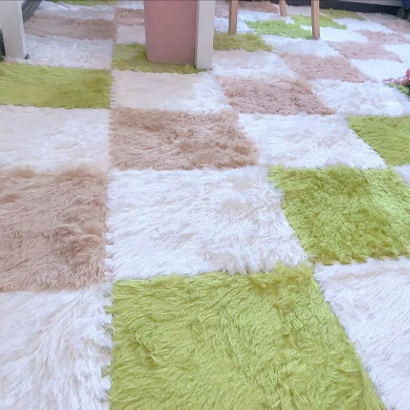 Schlafzimmer Teppichfliesen Solide Quadratische Shag Fleckenresistente Teppichfliesen