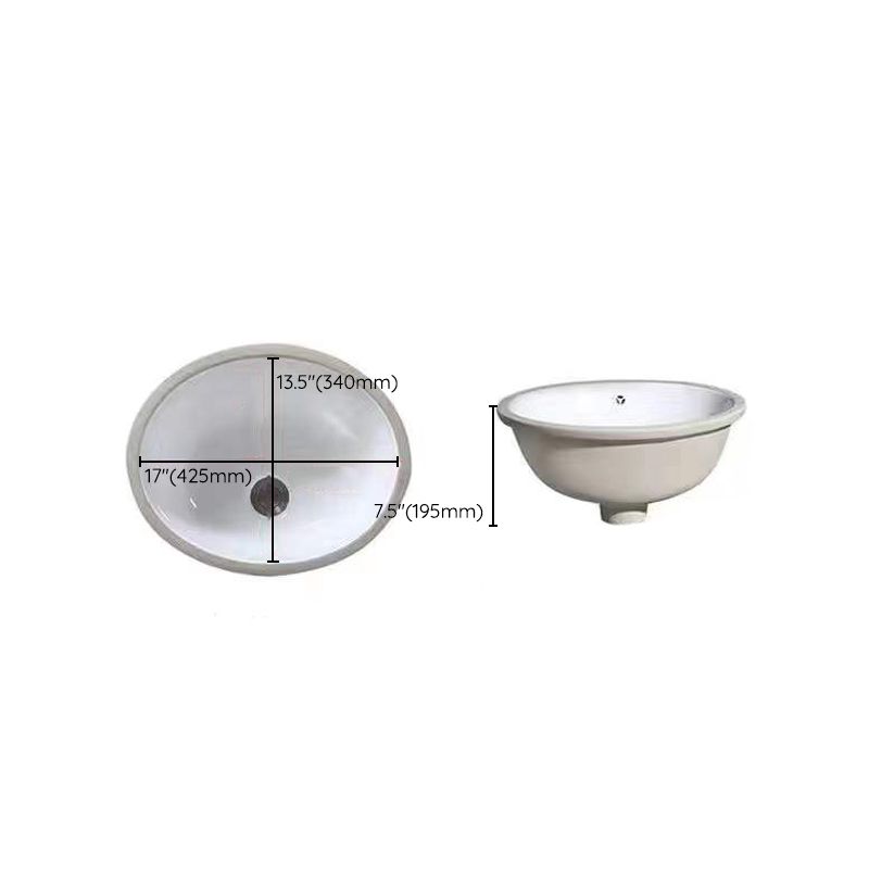 Modern Unterbauwaschbecken Oval Porzellan mit Pop-Up Abfluss
