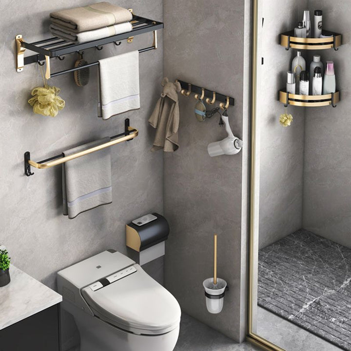 Schwarz & Messing Badezimmer Set Moderner Stil Badezimmeraccessoires Als Einzelstück Oder Im Set
