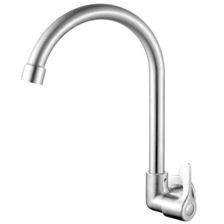 Moderner Brücken Wasserhahn 304 Edelstahl Knopfgriff Schwenkauslauf Wandmontierter Wasserhahn