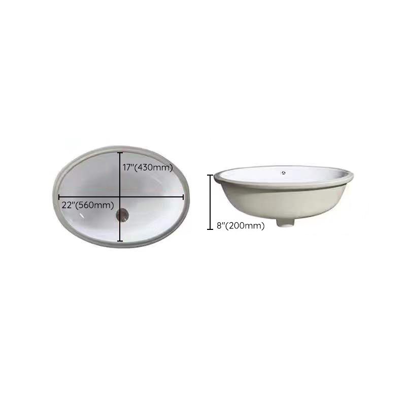 Modern Unterbauwaschbecken Oval Porzellan mit Pop-Up Abfluss