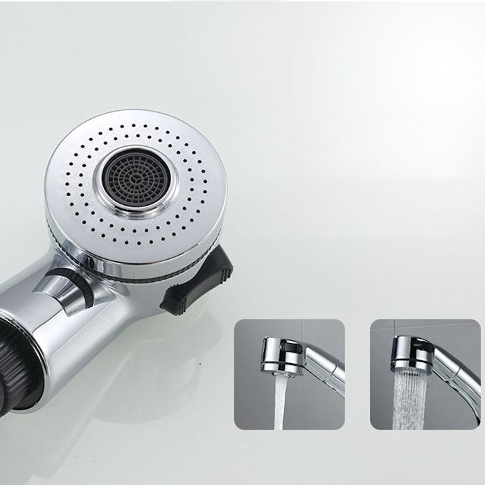 Moderner Stil Spülbecken Wasserhahn Kupfergriff Niedriger Bogen Ausziehbarer Spülbecken Wasserhahn