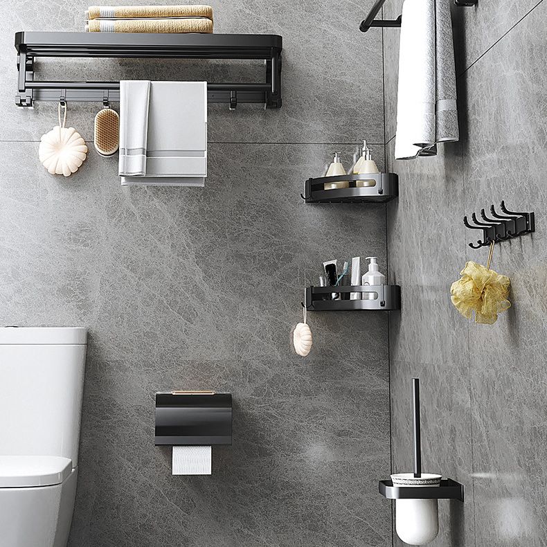Modern Matt Schwarz Badezimmer Zubehör Set mit Badregal/Handtuchhaken/Handtuchstange