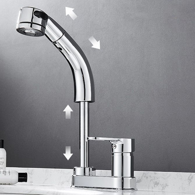Moderner Stil Spülbecken Wasserhahn Kupfergriff Niedriger Bogen Ausziehbarer Spülbecken Wasserhahn