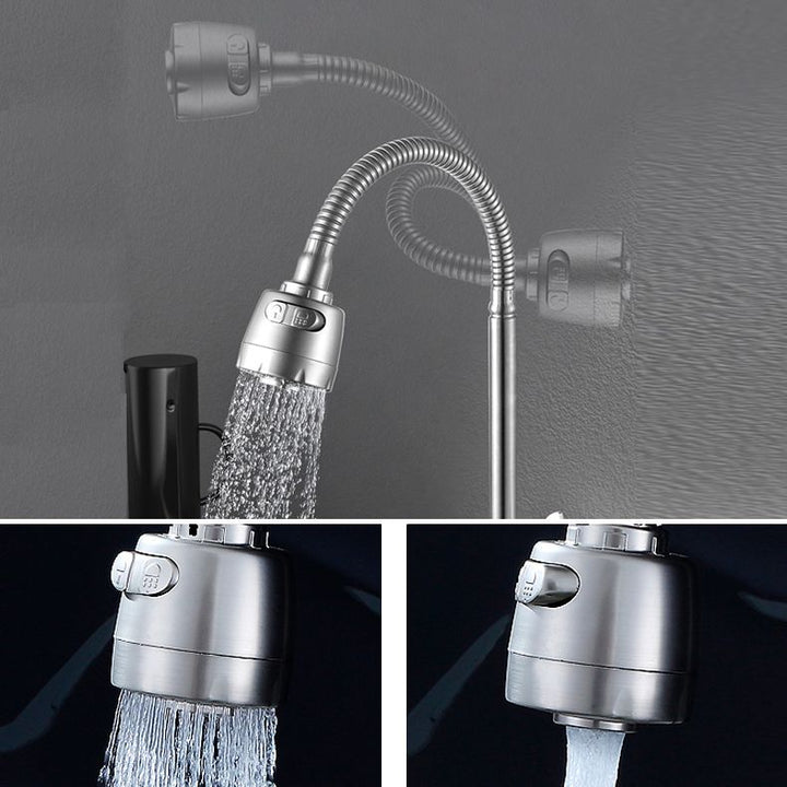Moderner Brücken Wasserhahn 304 Edelstahl Knopfgriff Schwenkauslauf Wandmontierter Wasserhahn