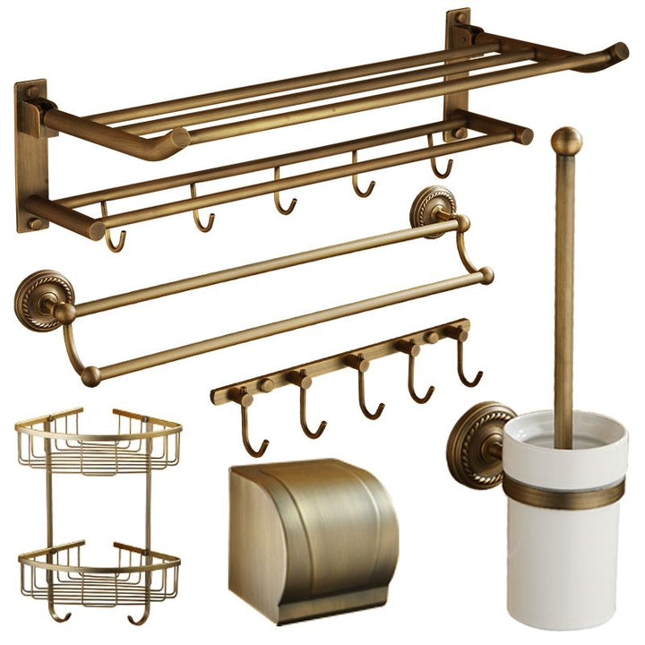 Gebrauchte Messing traditionelle Badezimmer Set mit Badregal/Papierhalter & Handtuchstange