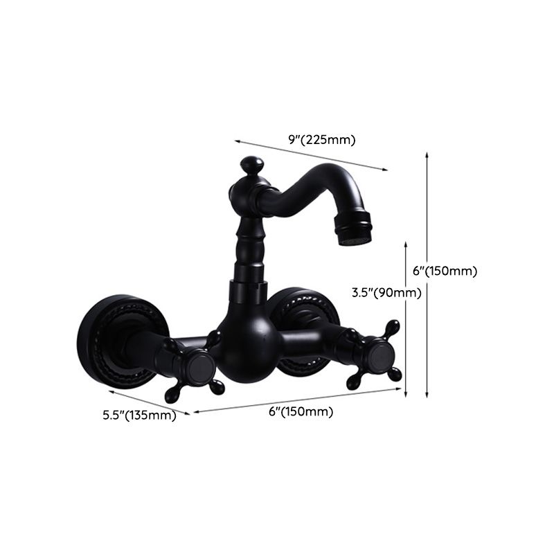 Schwarze Wandmontierte Badezimmerarmatur Amerikanischer Klassischer Weitreichender Wasserhahn