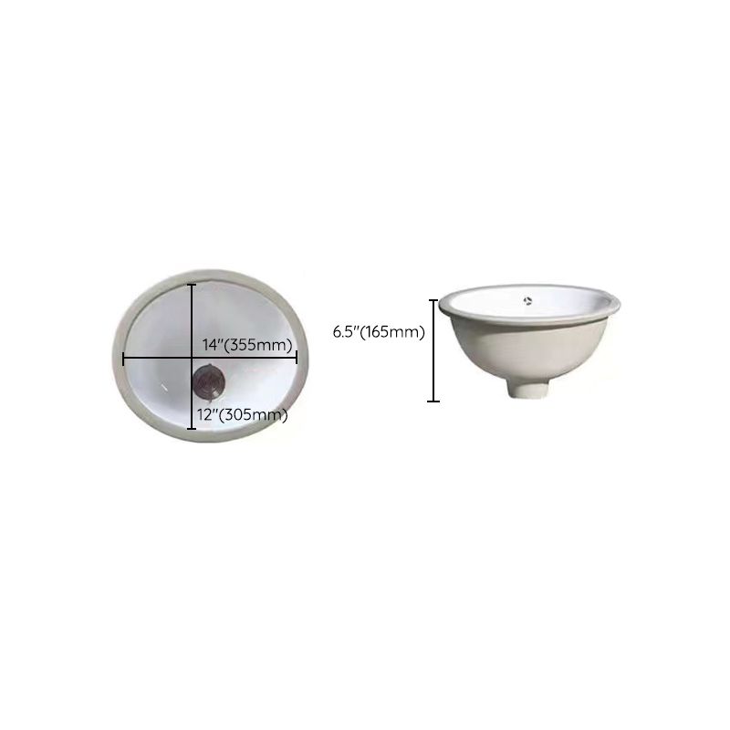 Modern Unterbauwaschbecken Oval Porzellan mit Pop-Up Abfluss