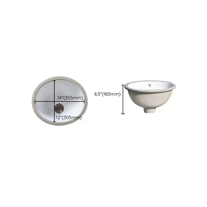 Modern Unterbauwaschbecken Oval Porzellan mit Pop-Up Abfluss