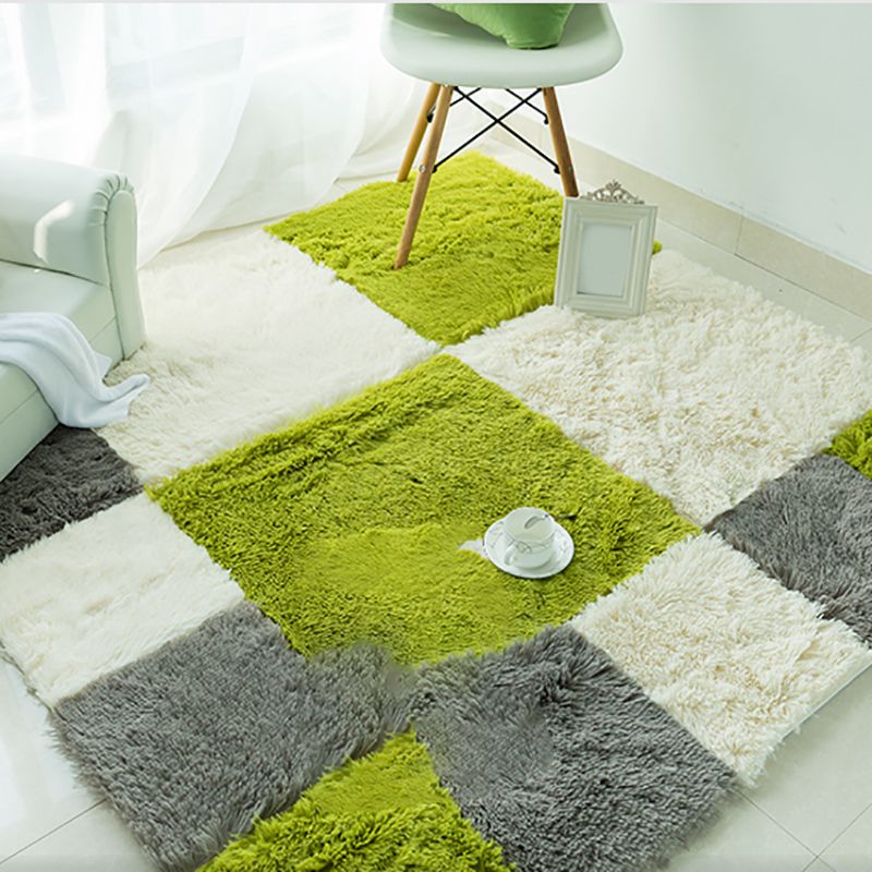 Schlafzimmer Teppichfliesen Solide Quadratische Shag Fleckenresistente Teppichfliesen