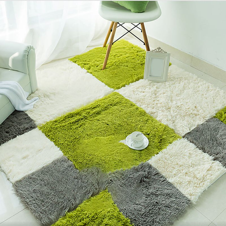 Schlafzimmer Teppichfliesen Solide Quadratische Shag Fleckenresistente Teppichfliesen