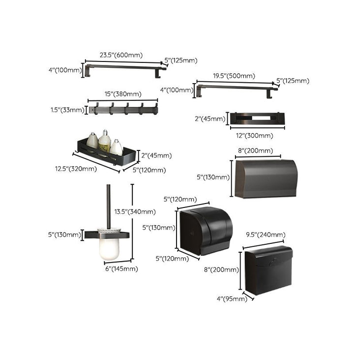 Modern Matt Schwarz Badezimmer Zubehör Set mit Badregal/Handtuchhaken/Handtuchstange