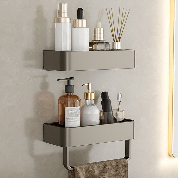 Zeitgenössisches Aluminium Badezimmer Zubehör Set Graue Badablage