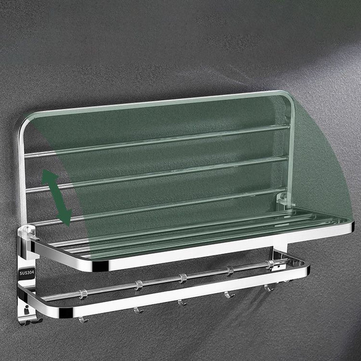 Zeitgenössisches Badezimmer-Accessoire-Set aus verchromtem Edelstahl mit Bademantelhaken/Handtuchstange