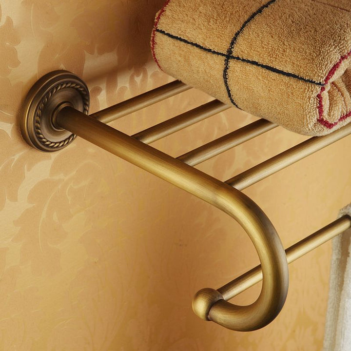 Gebrauchte Messing traditionelle Badezimmer Set mit Badregal/Papierhalter & Handtuchstange