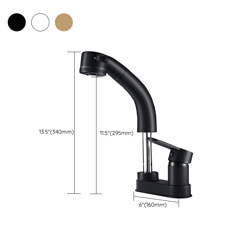 Moderner Stil Spülbecken Wasserhahn Kupfergriff Niedriger Bogen Ausziehbarer Spülbecken Wasserhahn