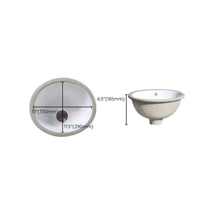Modern Unterbauwaschbecken Oval Porzellan mit Pop-Up Abfluss