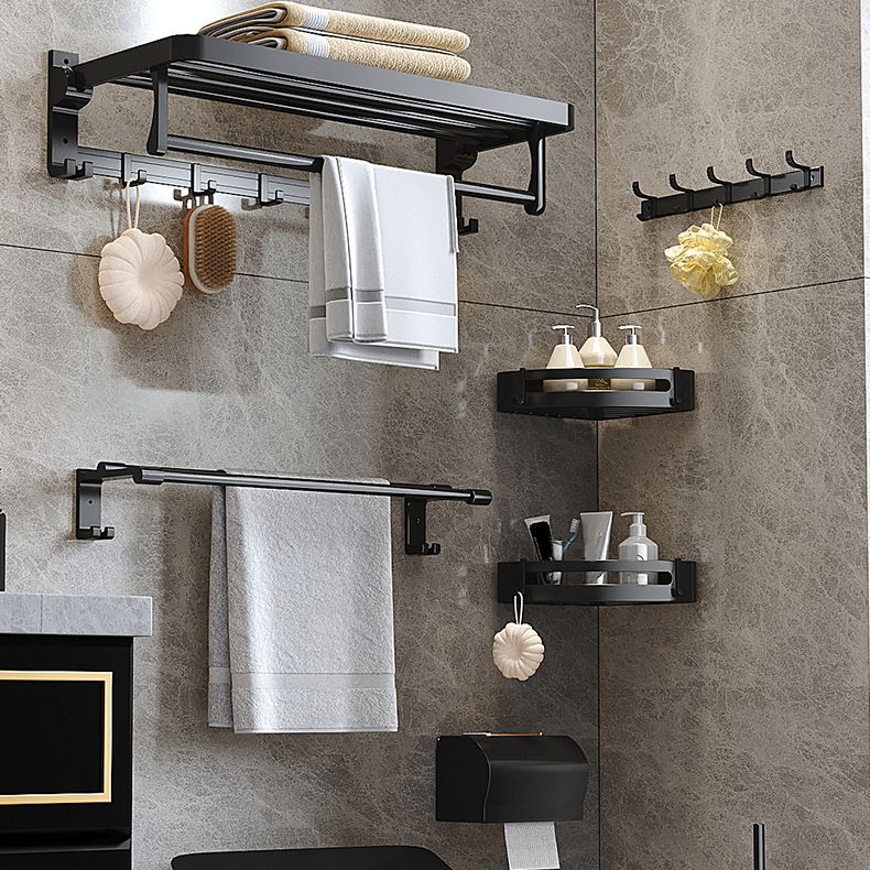 Modern Matt Schwarz Badezimmer Zubehör Set mit Badregal/Handtuchhaken/Handtuchstange