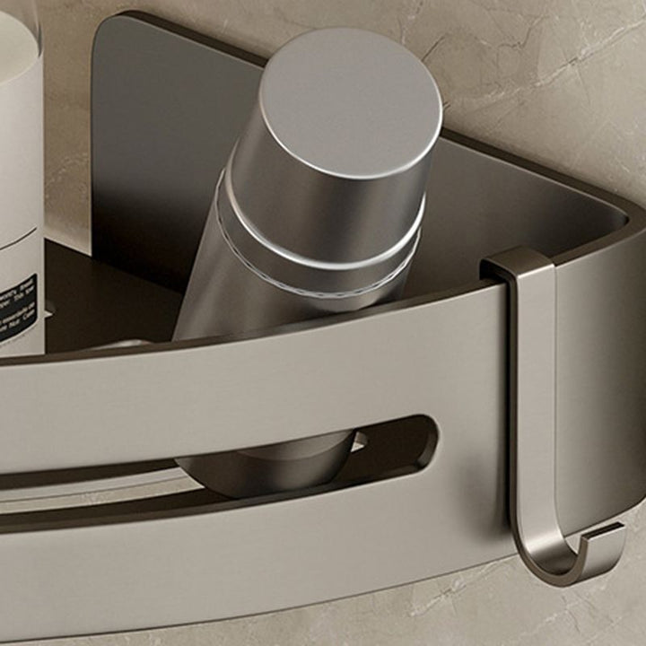 Zeitgenössisches Aluminium Badezimmer Zubehör Set Graue Badablage