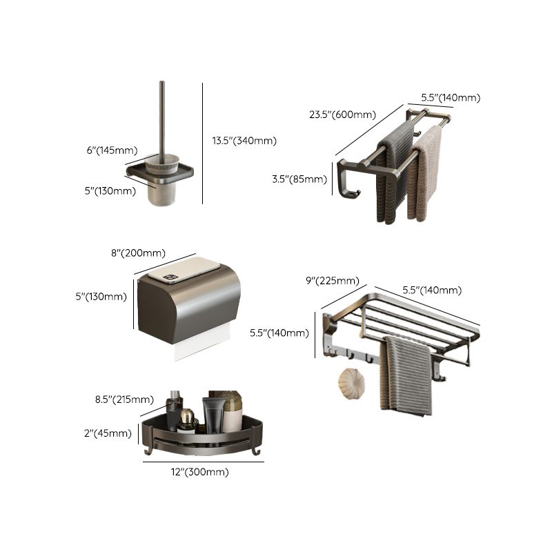 Zeitgemäßes Badezimmer Zubehör Set Graues Aluminium Badezimmer Zubehör Set