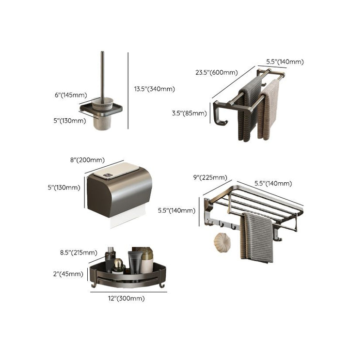 Zeitgemäßes Badezimmer Zubehör Set Graues Aluminium Badezimmer Zubehör Set