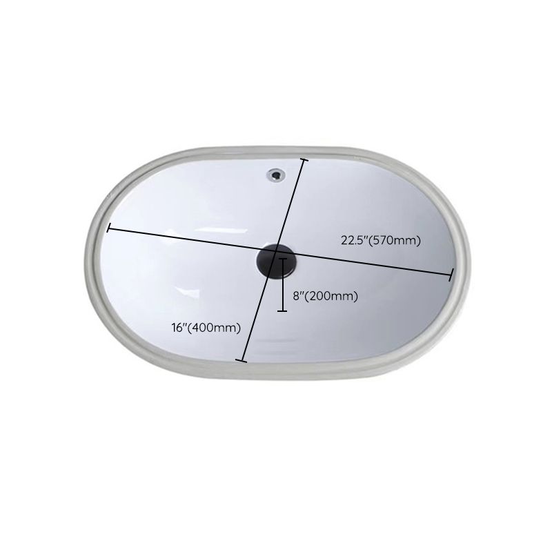 Modern Unterbauwaschbecken Oval Porzellan mit Pop-Up Abfluss