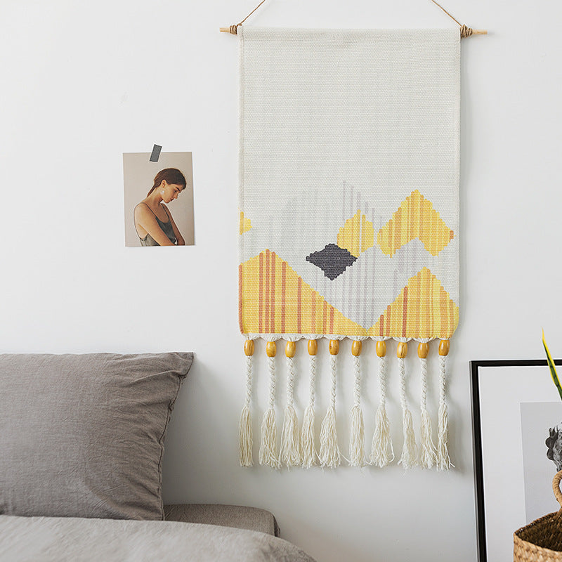 Gewebtes Boho-Wandbehang-Set mit Fransen und geometrischem Ethno-Print Karnz