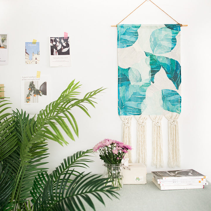 Gewebtes Boho-Wandbehang-Set mit Fransen und geometrischem Ethno-Print Karnz