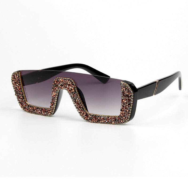 Damen elegante Glitzer-Sonnenbrille mit markantem Rahmen Karnz