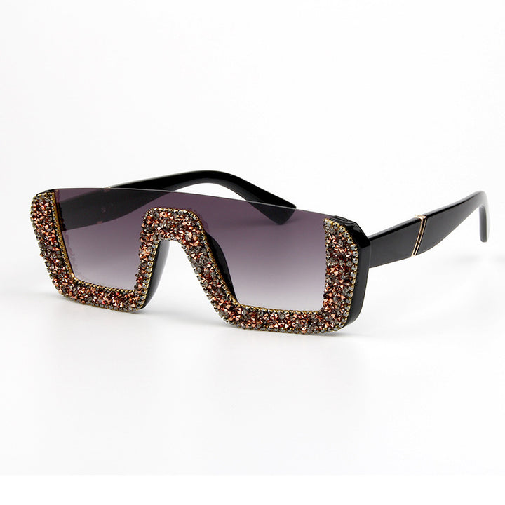 Damen elegante Glitzer-Sonnenbrille mit markantem Rahmen Karnz