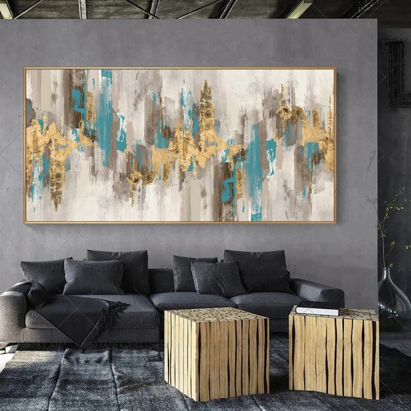Moderne abstrakte graue beige goldene Wandkunst Fine-Art-Leinwanddrucke Bild für luxuriöse Wohnzimmer Schlafzimmer Kunst für zeitgenössische Innenräume | Karnz