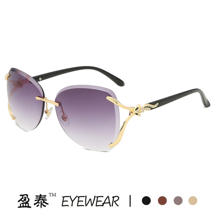 Damen elegante Sonnenbrille mit extravagantem Metallrahmen und verspiegelten Gläsern Karnz
