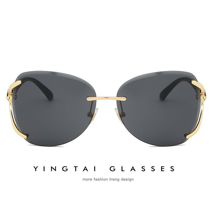 Damen elegante Sonnenbrille mit extravagantem Metallrahmen und verspiegelten Gläsern Karnz