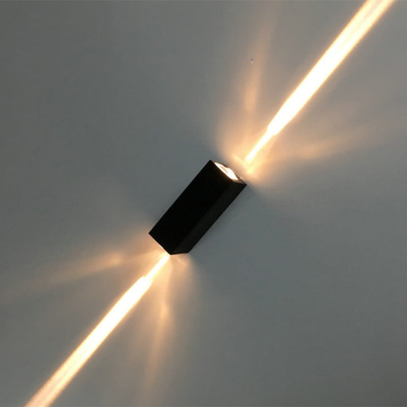Metallic Rechteckige Wand Sconce Licht Einfacher Stil 2 Lichter Schwarze Ausführung Wandlampe in Warm/Weißem Licht für Hotel | Karnz