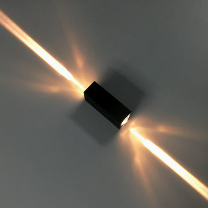 Metallic Rechteckige Wand Sconce Licht Einfacher Stil 2 Lichter Schwarze Ausführung Wandlampe in Warm/Weißem Licht für Hotel | Karnz