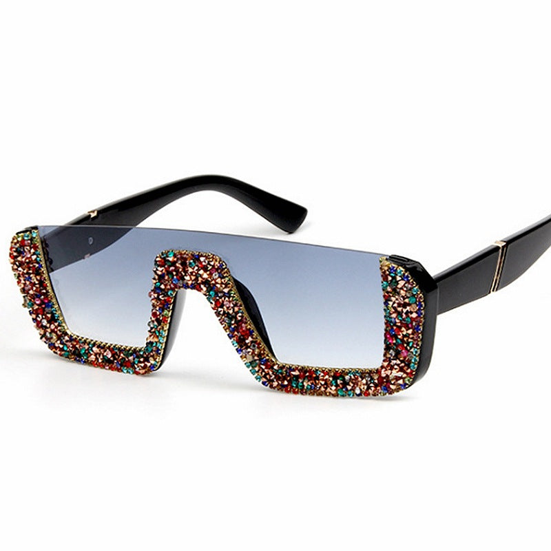 Damen elegante Glitzer-Sonnenbrille mit markantem Rahmen Karnz