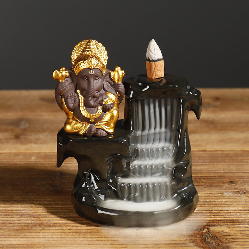 Künstlerischer Ganesh Wasserfall Räuchergefäß